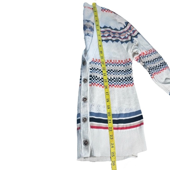 Pendleton Aztec Eyelet Button Cardigan Size XS Linen Cotton Geometric Southwest - Picture 7 of 13